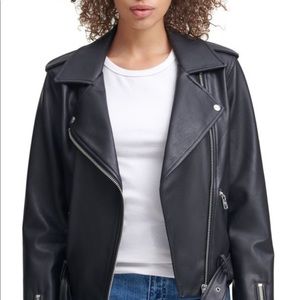 ✨Price Firm✨ NWOT Calvin Klein Jeans Belted Faux-Leather Moto Jacket